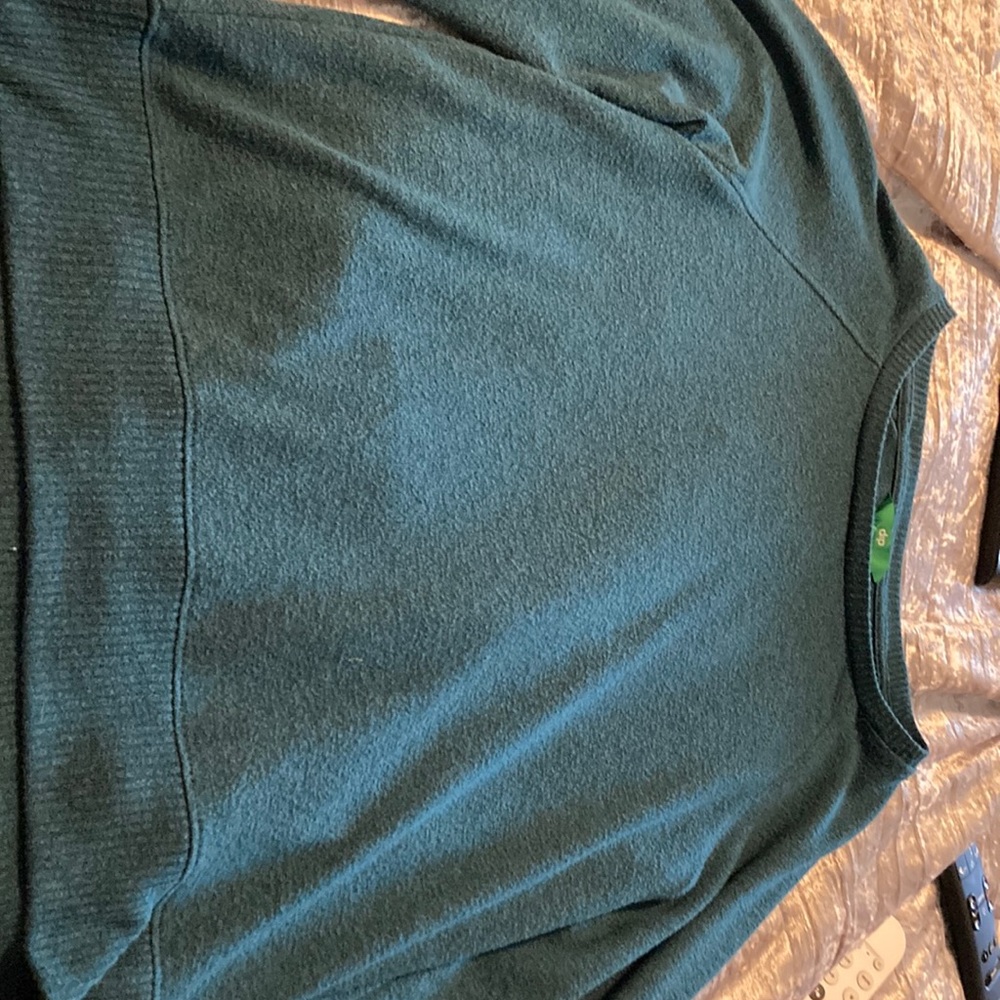 green sweater